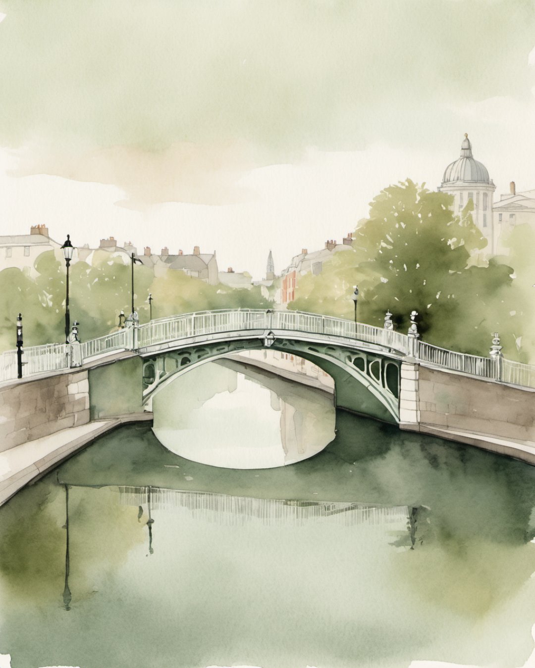 Watercolour of Ha'penny Bridge, Dublin