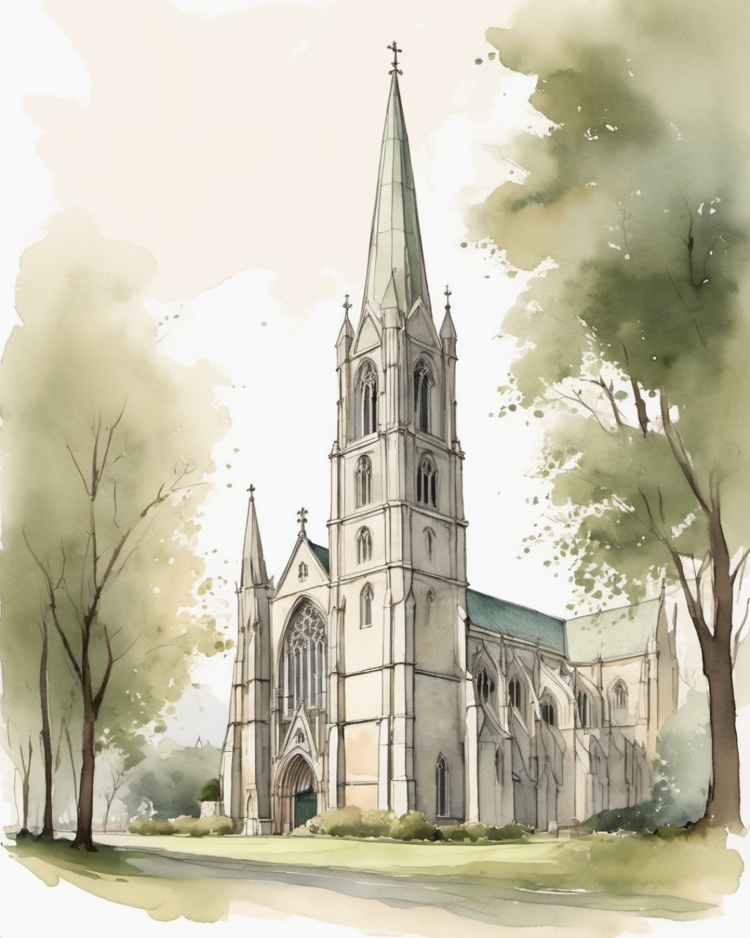 Watercolour of St Patrick's Cathedral, Dublin