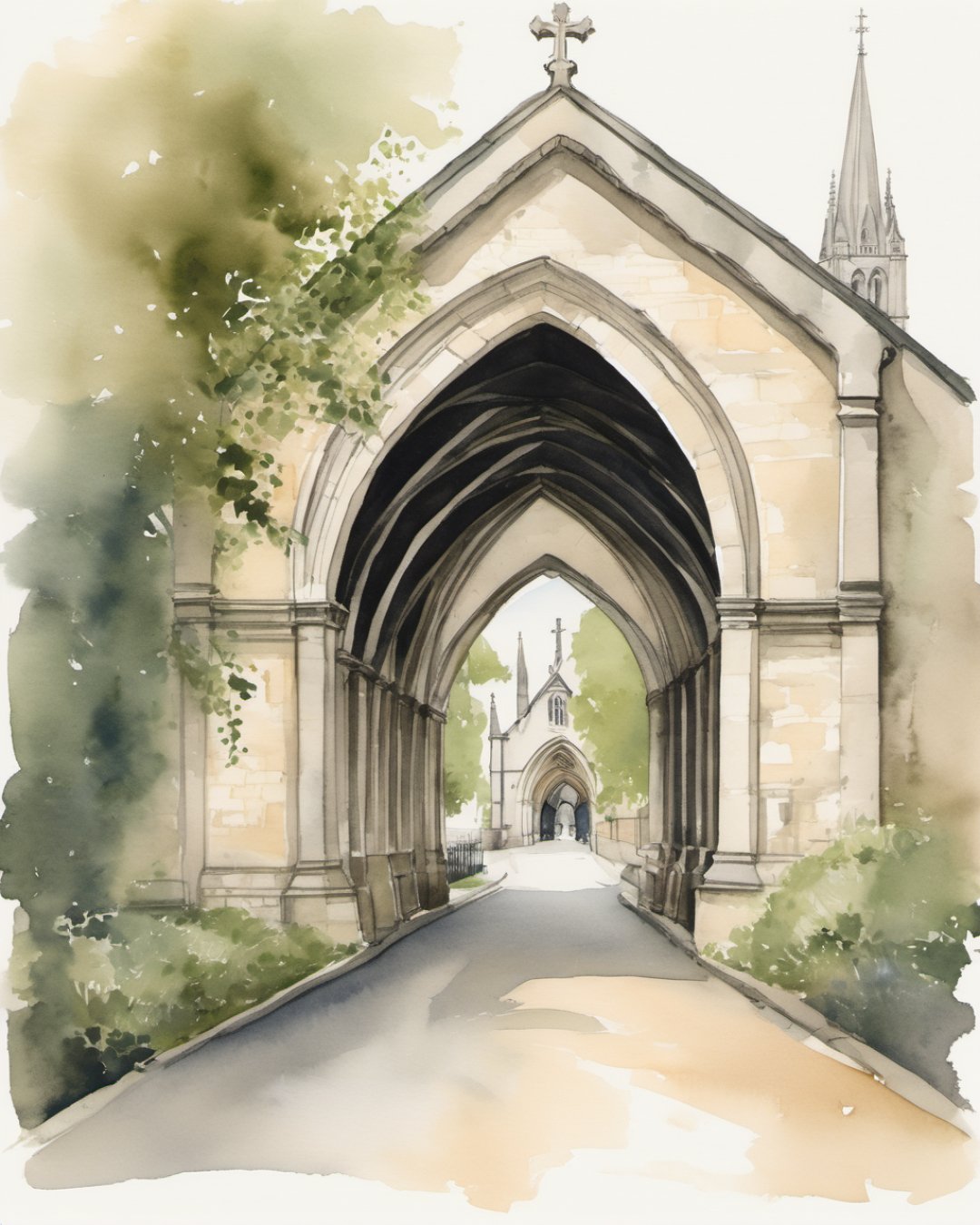 Watercolour of Christ Church, Dublin