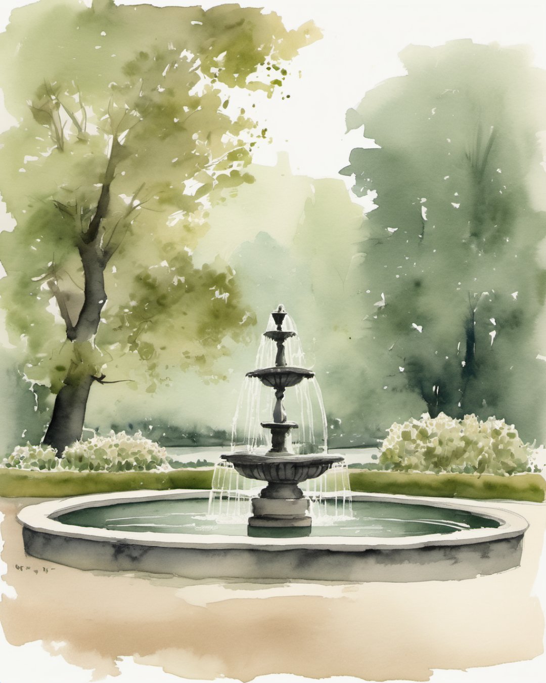 Watercolour of St Stephen's Green, Dublin