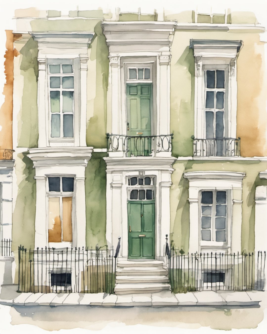 Watercolour of Georgian Doors, Dublin