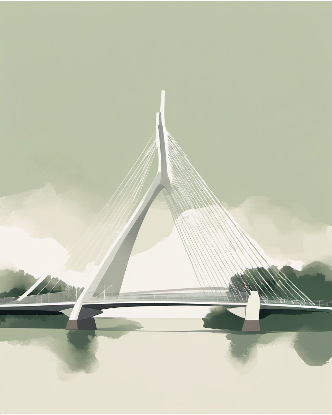 Watercolour of Samuel Beckett Bridge, Dublin