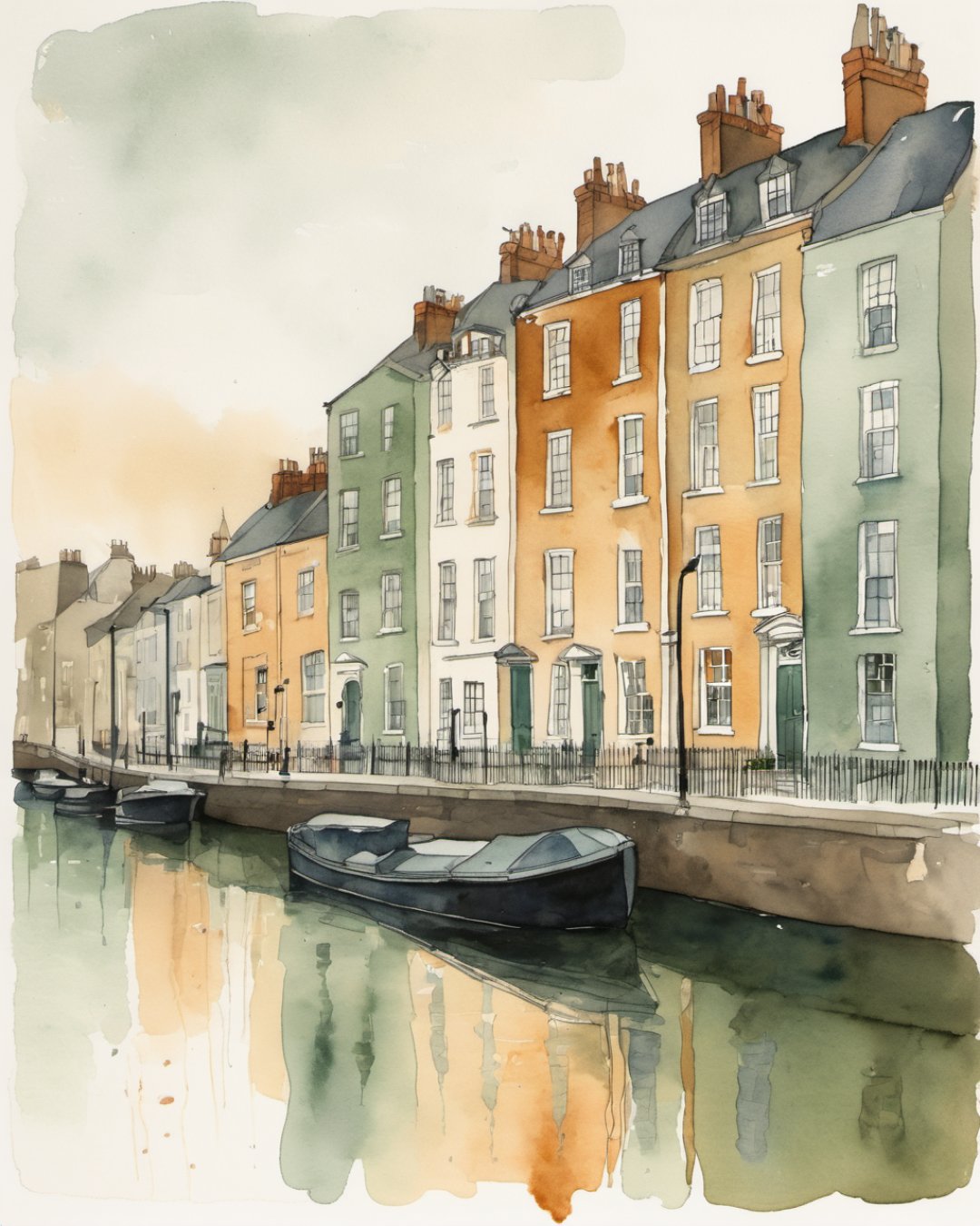 Watercolour of Liffey Quays, Dublin
