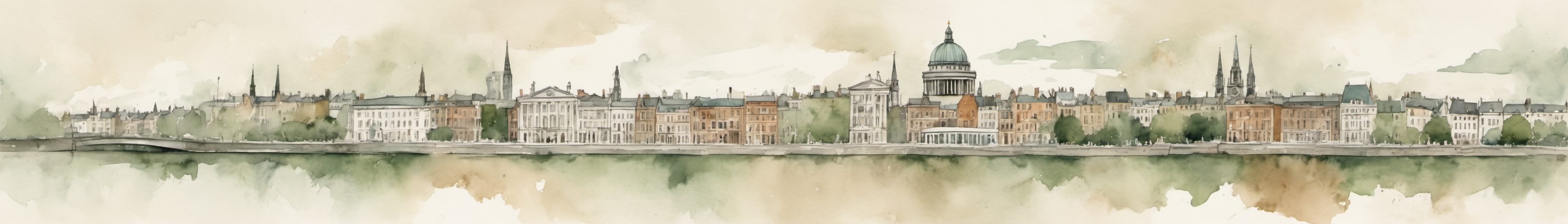 Watercolour illustration of Dublin, Ireland