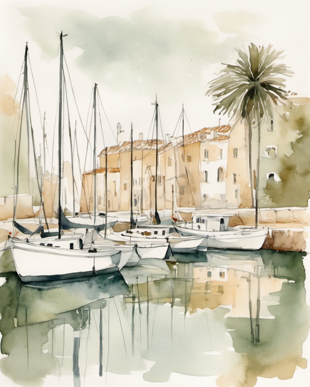 Watercolour of Marina, Faro