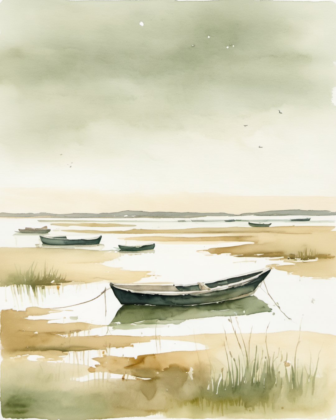 Watercolour of Ria Formosa, Faro