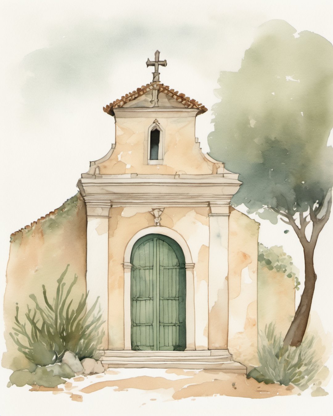 Watercolour of Chapel of Bones, Faro