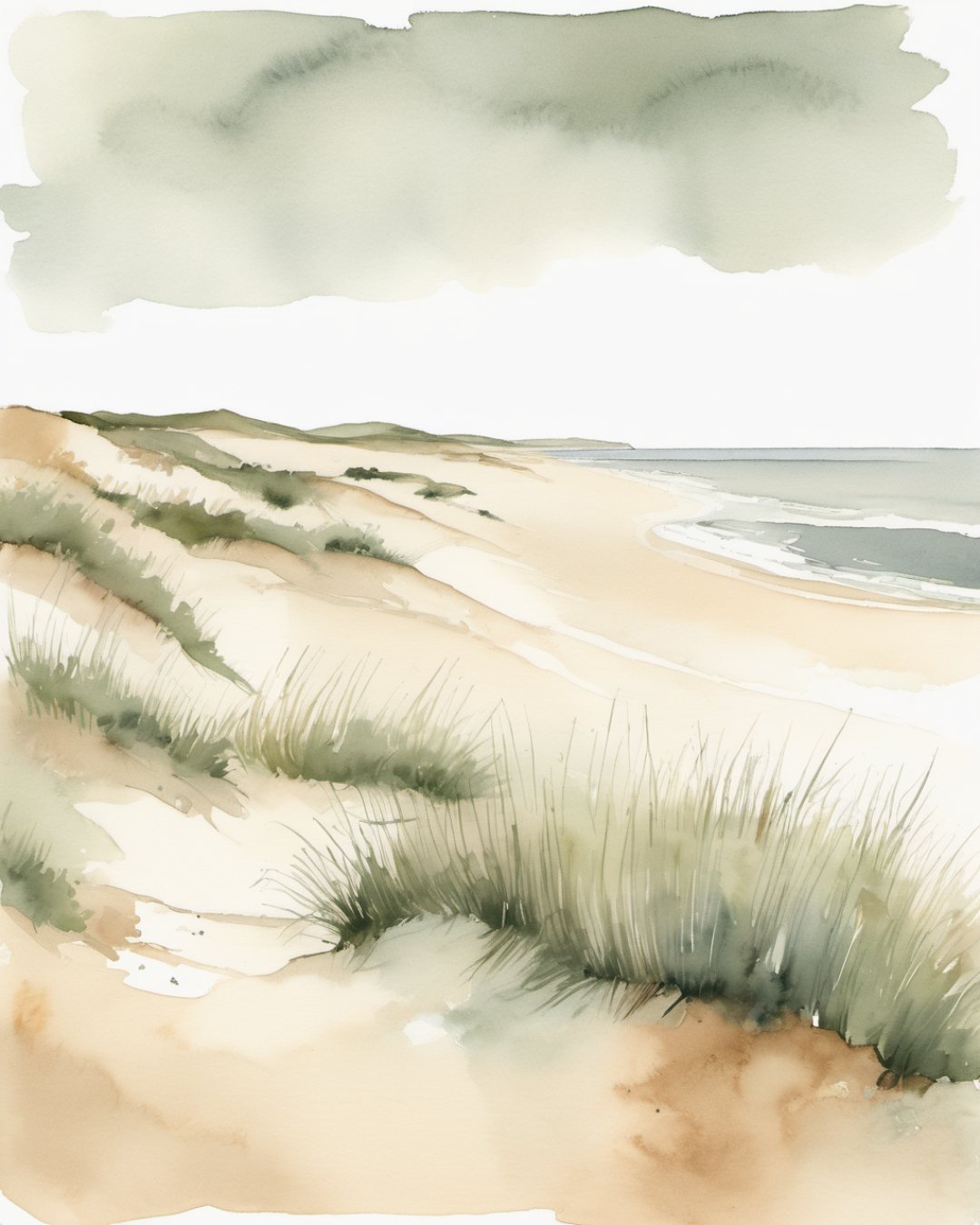 Watercolour of Praia de Faro, Faro