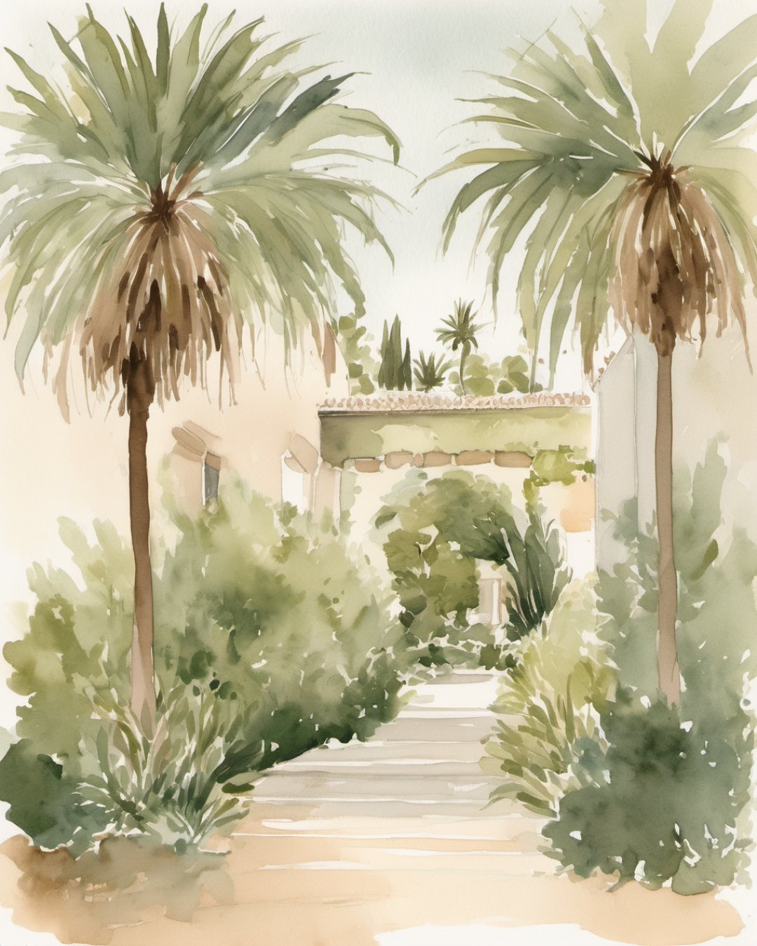 Watercolour of Manuel Bívar Garden, Faro