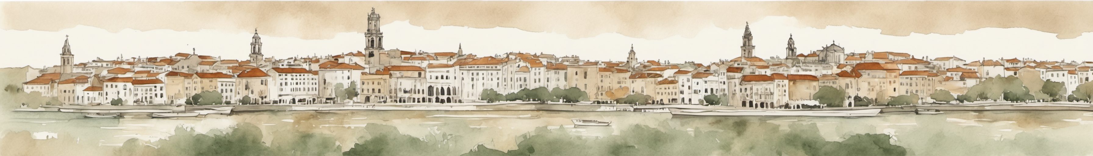 Watercolour illustration of Faro, Portugal