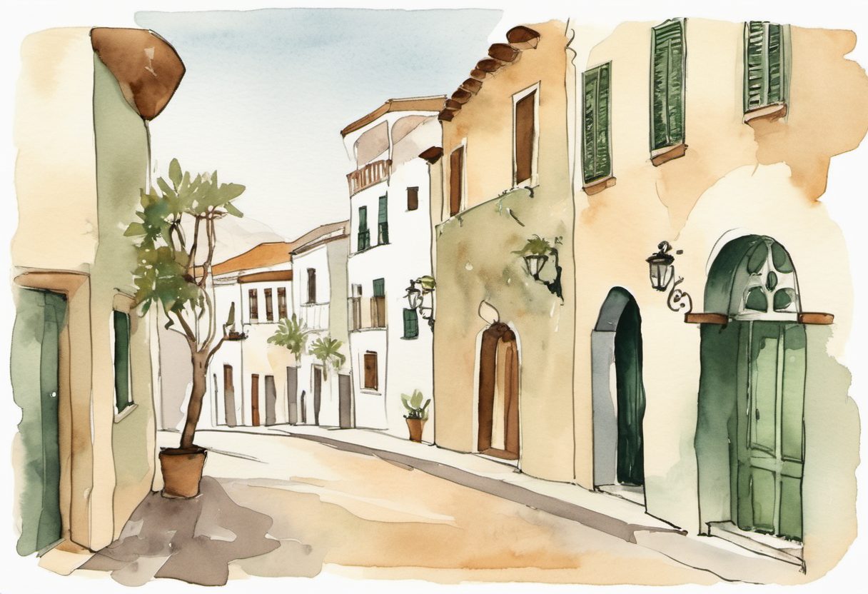 Watercolour scene of Fuerteventura