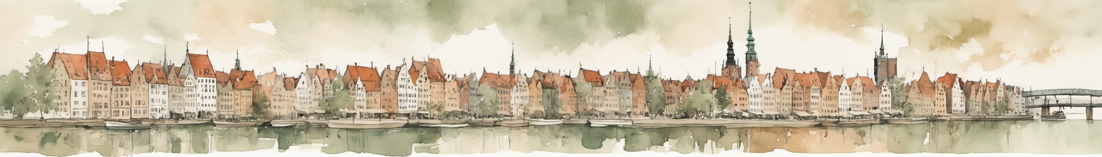 Watercolour illustration of Gdansk, Poland