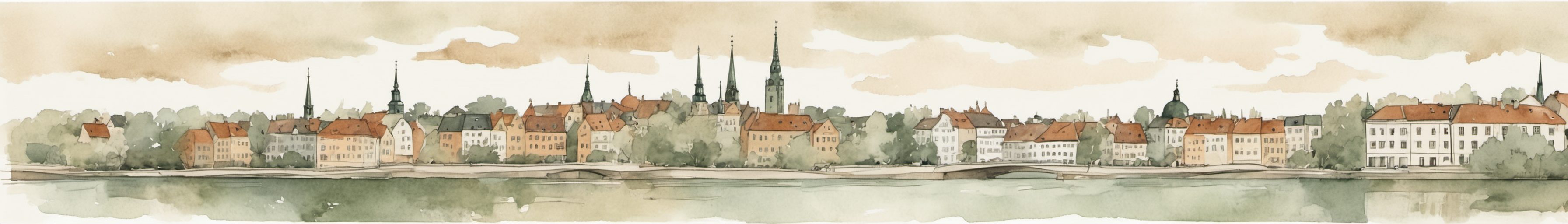 Watercolour illustration of Gothenborg, Sweden