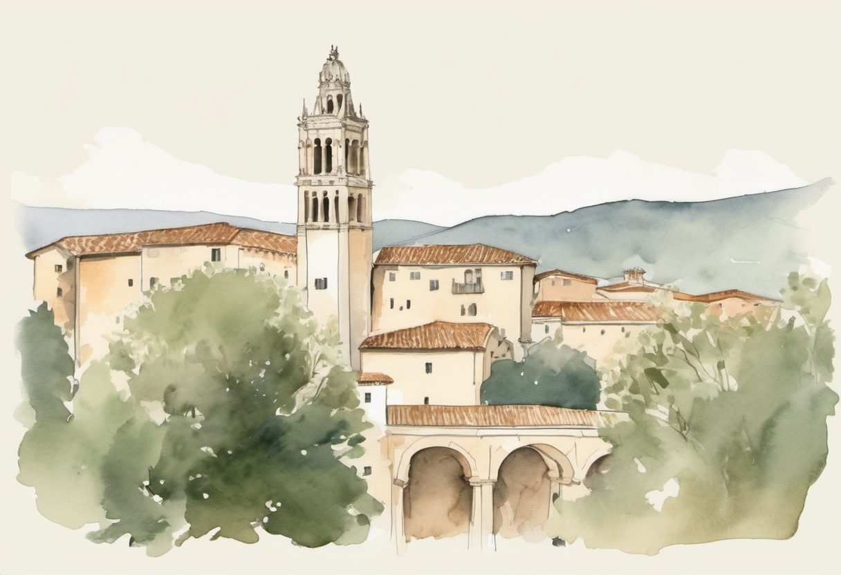 Watercolour scene of Gerona