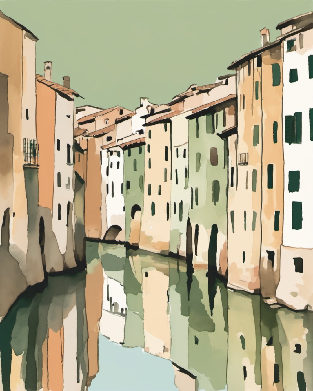 Watercolour of Onyar Houses, Gerona