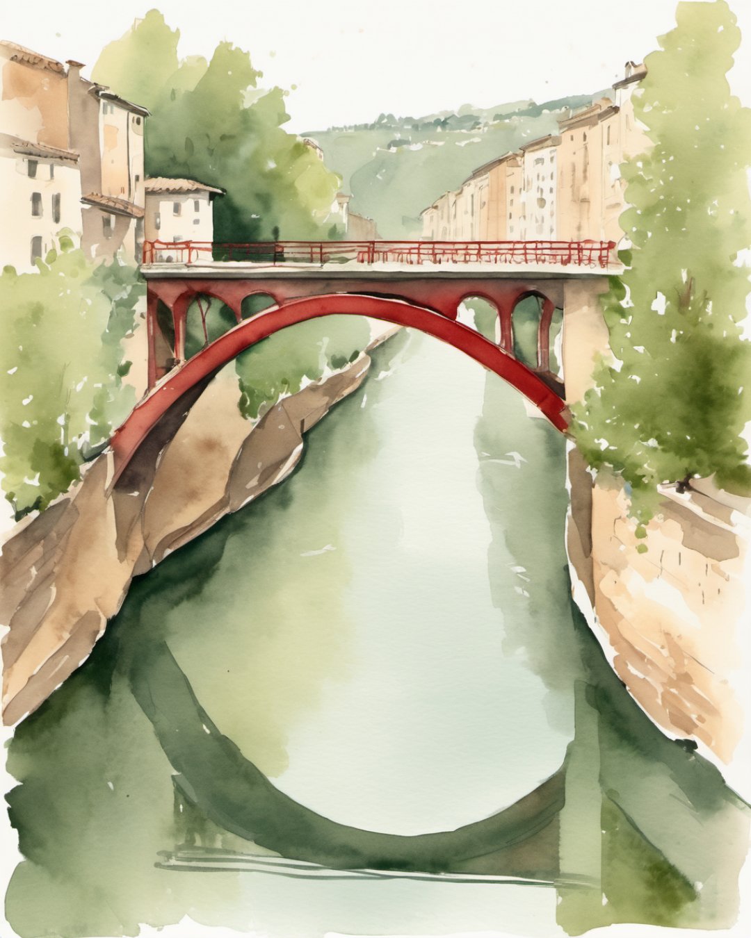 Watercolour of Eiffel Bridge, Gerona