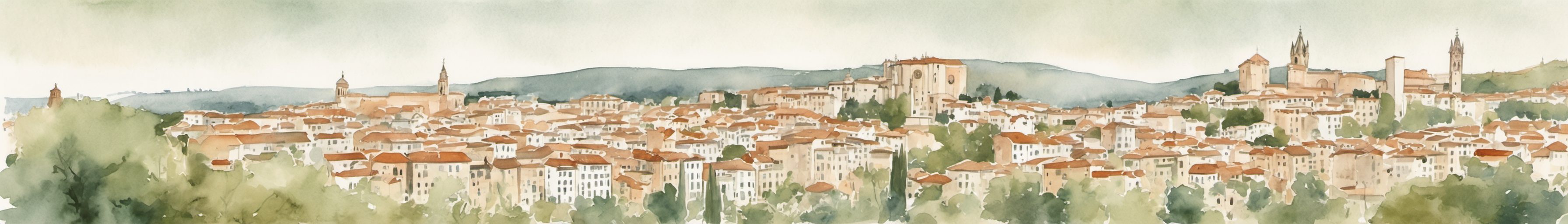 Watercolour illustration of Gerona