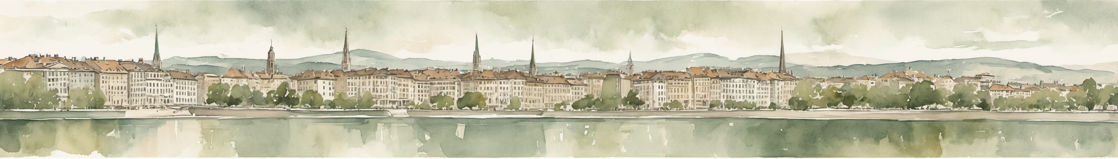 Watercolour illustration of Geneva, Switzerland