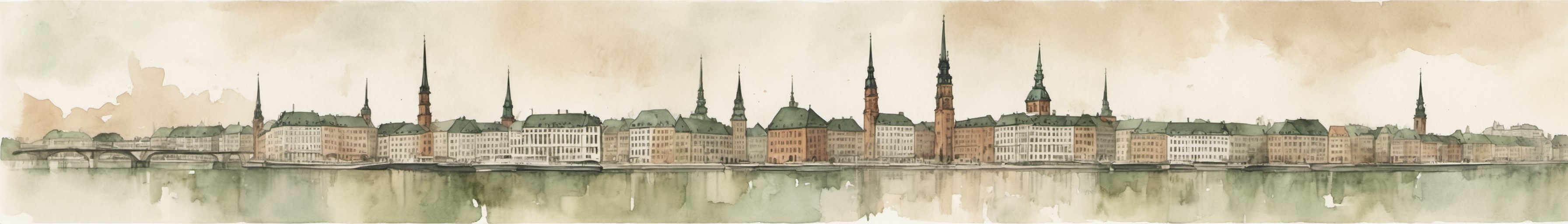 Watercolour illustration of Hamburg, Germany