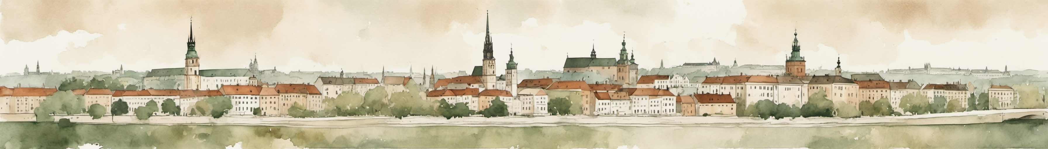 Watercolour illustration of Krakow