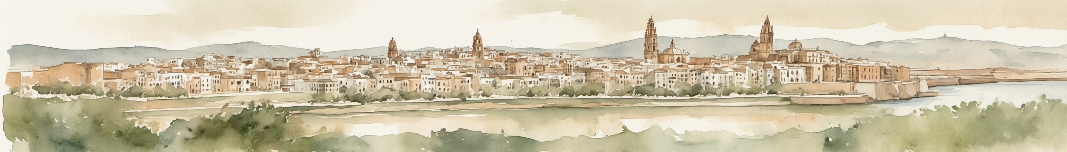 Watercolour illustration of Almeria, Spain