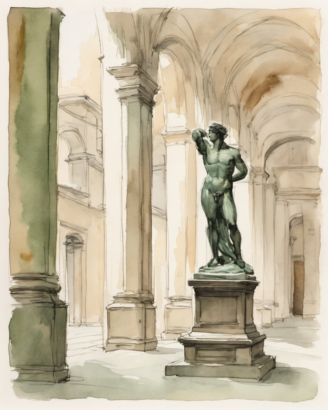 Watercolour of Pinacoteca di Brera, Milan