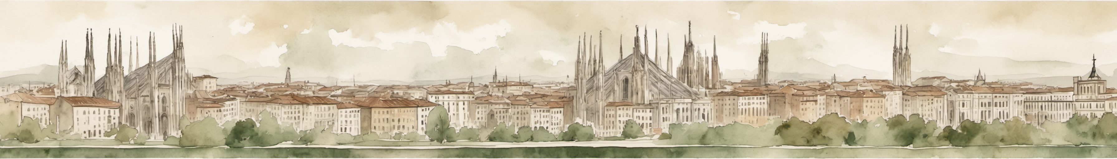 Watercolour illustration of Milan
