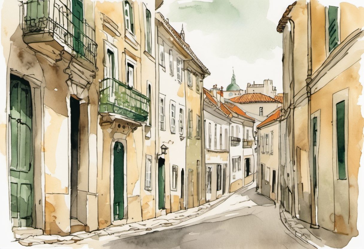 Watercolour scene of Lisbon