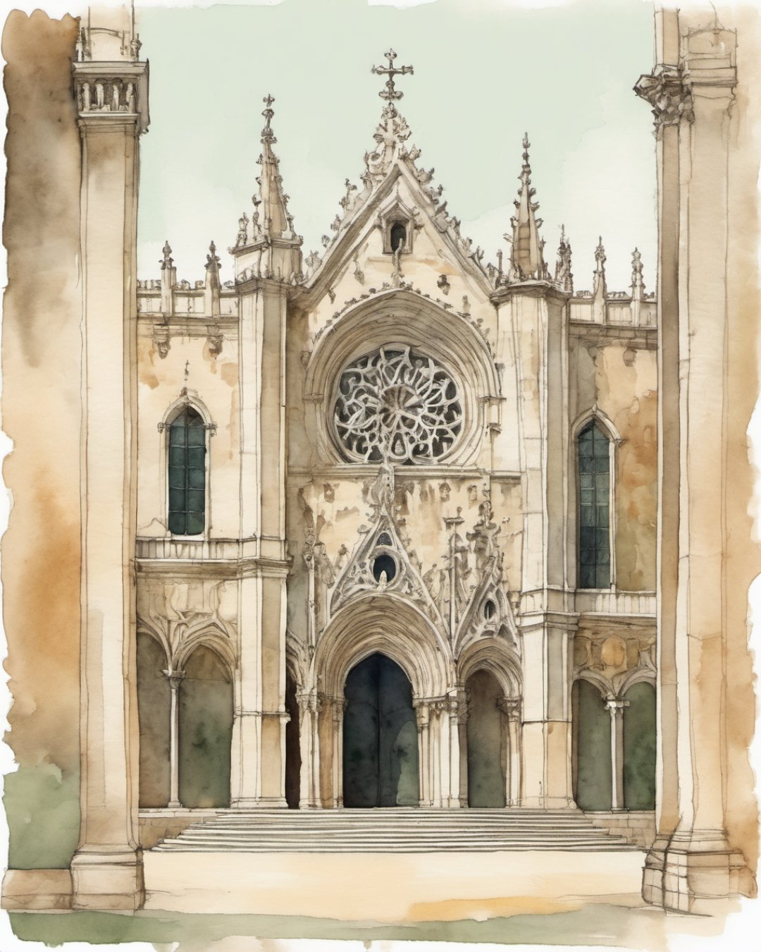 Watercolour of Jerónimos Monastery, Lisbon