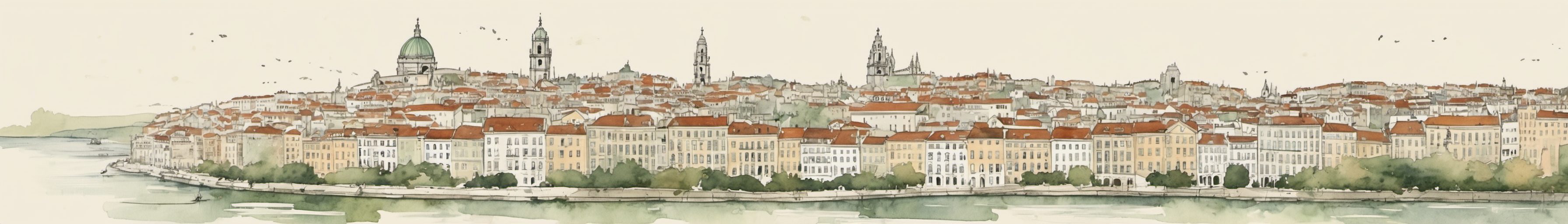 Watercolour illustration of Lisbon, Portugal