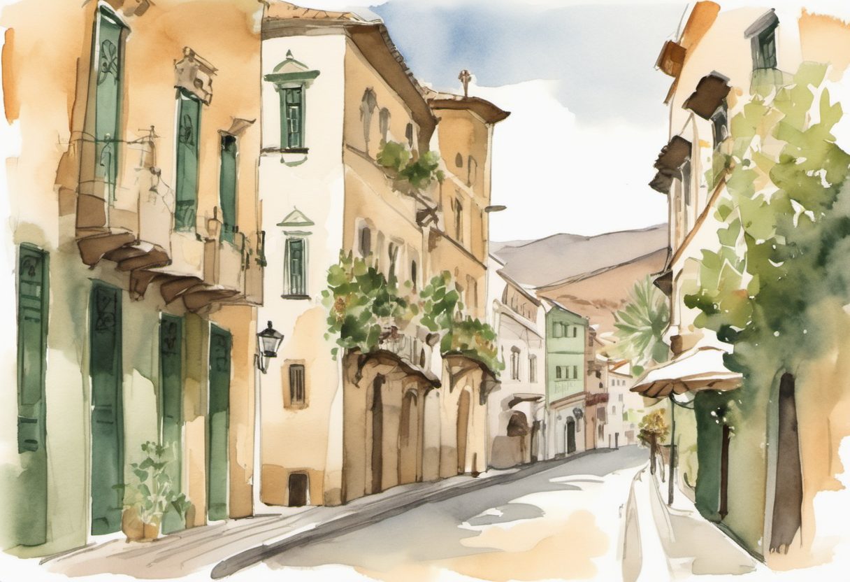 Watercolour scene of Gran Canaria