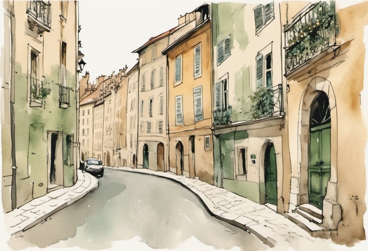 Watercolour scene of Lyon