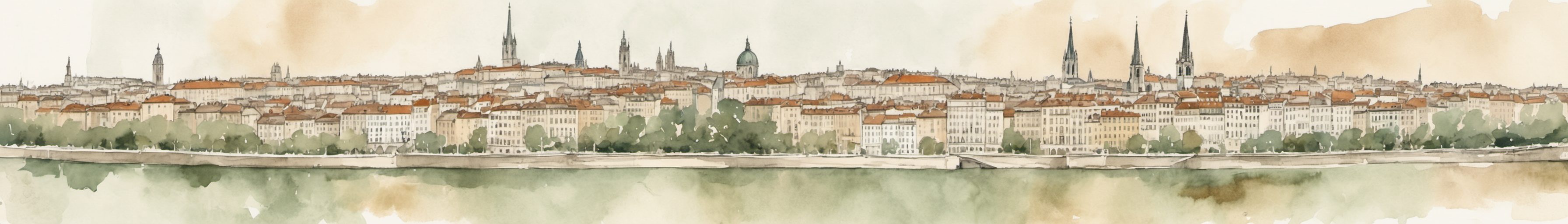 Watercolour illustration of Lyon