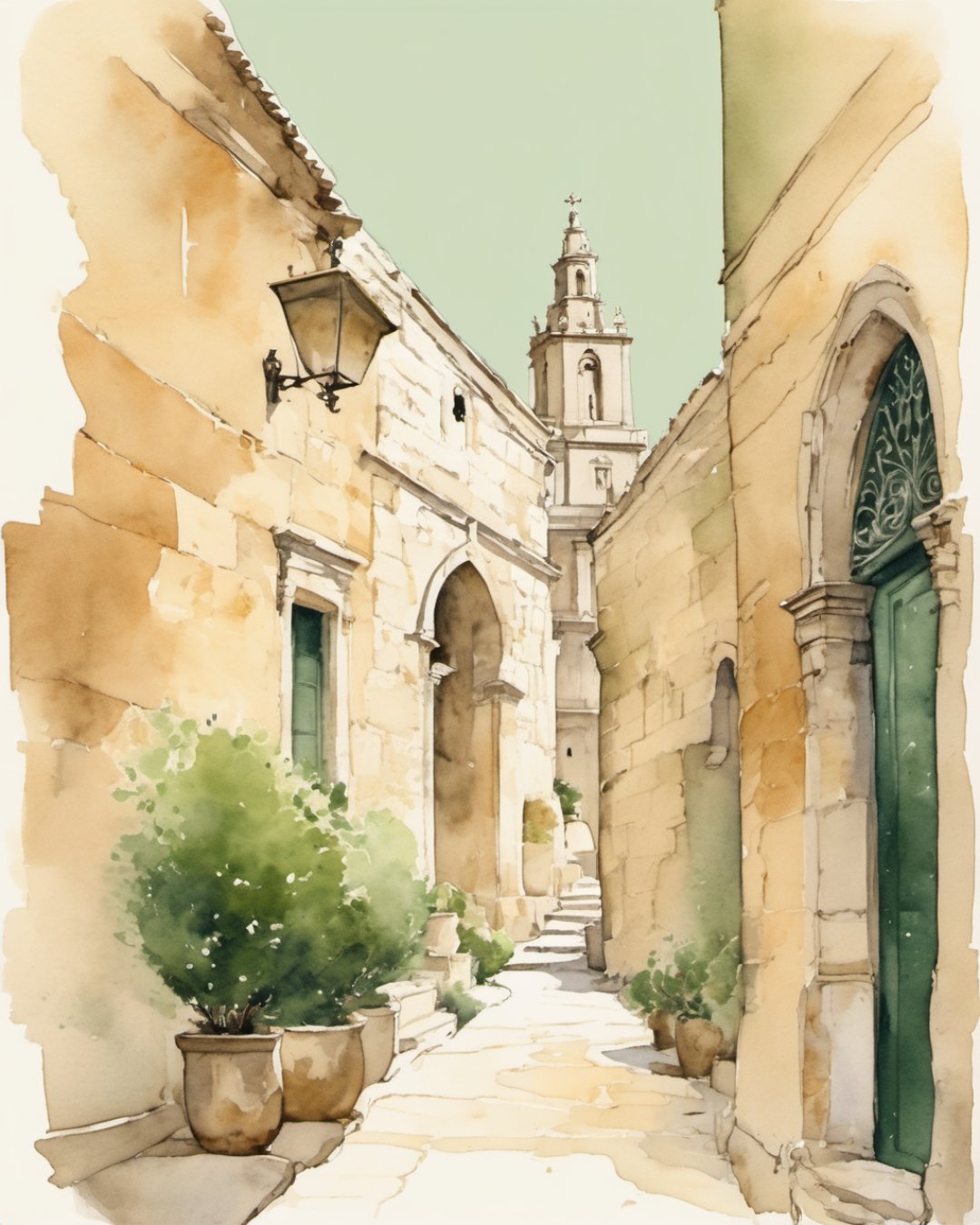 Watercolour of Mdina, Malta