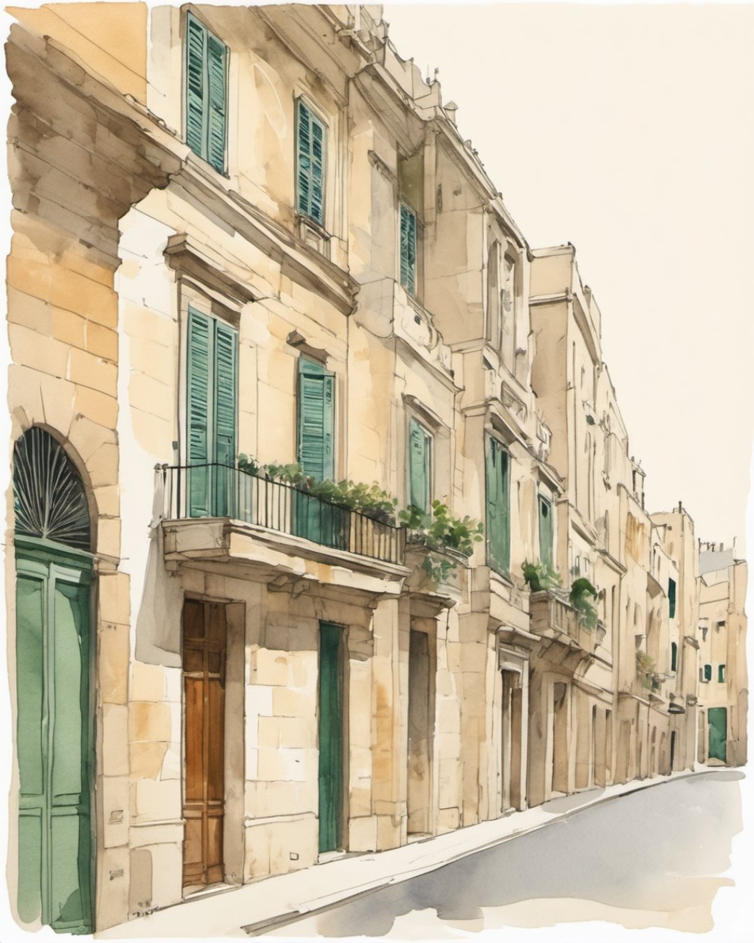 Watercolour of Republic Street, Malta