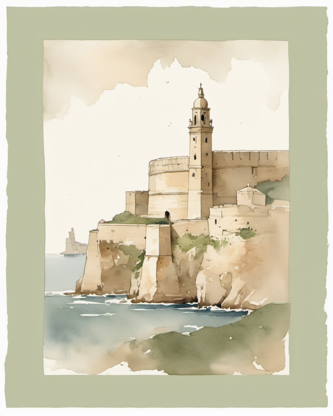 Watercolour of Fort St Elmo, Malta