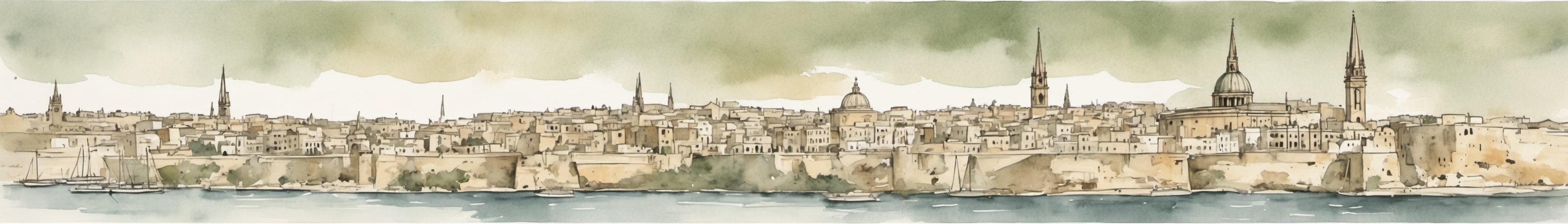 Watercolour illustration of Malta