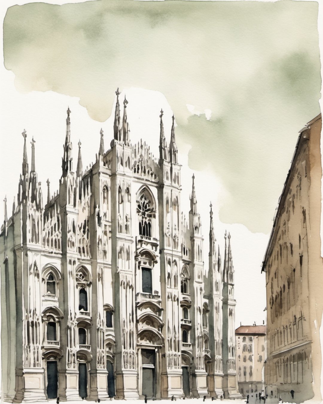 Watercolour of Milan Cathedral, Milano