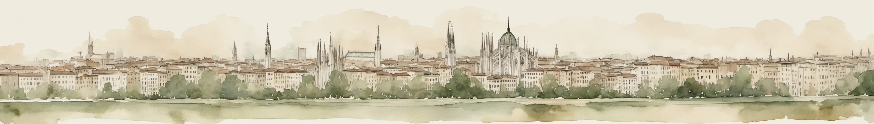 Watercolour of Milan, Italy