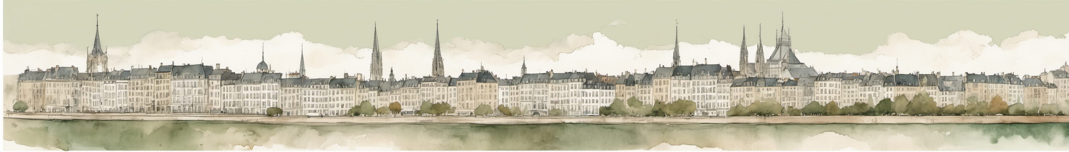 Watercolour illustration of Nantes