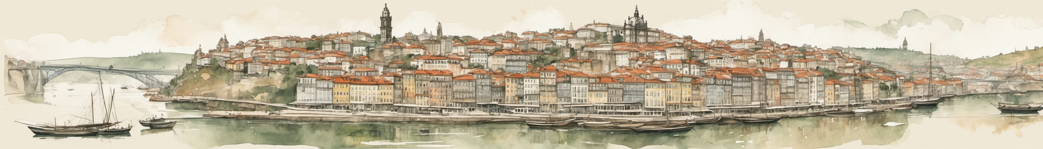 Watercolour illustration of Porto, Portugal