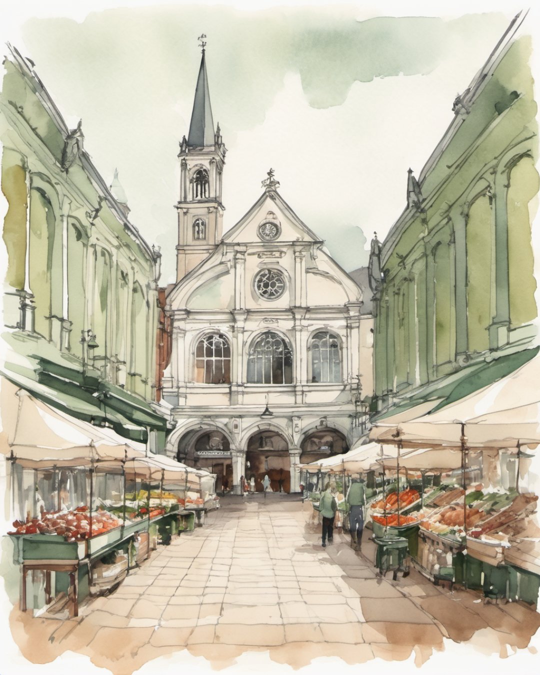 Watercolour of English Market, Cork