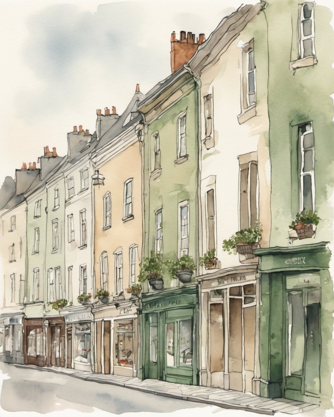 Watercolour of St Patrick's Street, Cork