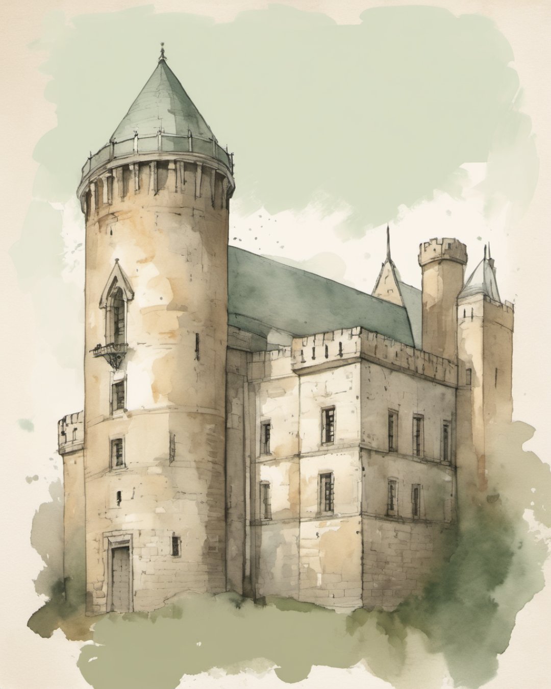 Watercolour of Cork City Gaol, Cork