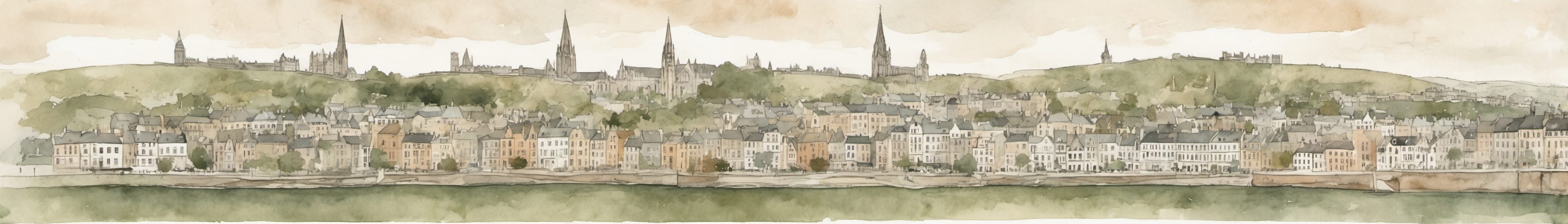 Watercolour illustration of Cork, Ireland