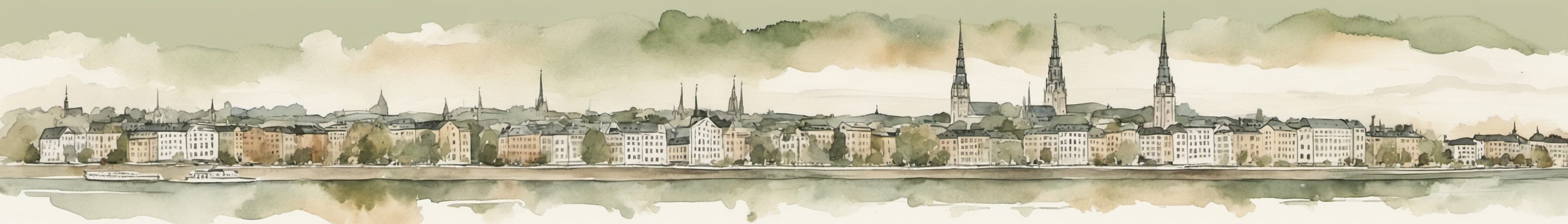 Watercolour illustration of Oslo, Norway