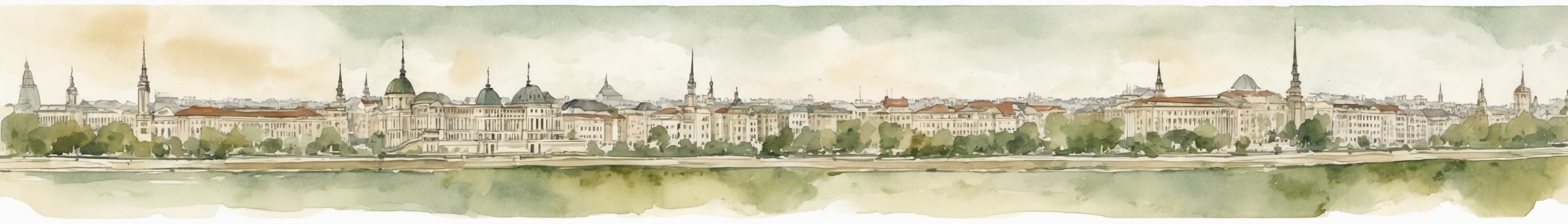 Watercolour illustration of Bucharest