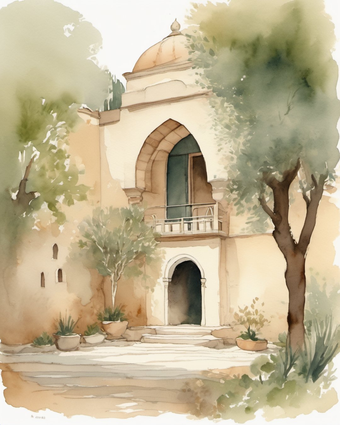 Watercolour of Arab Baths, Palma de Mallorca