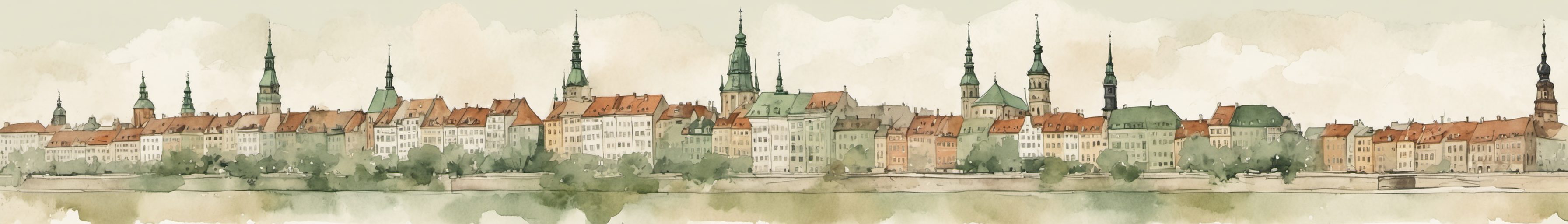 Watercolour illustration of Poznan