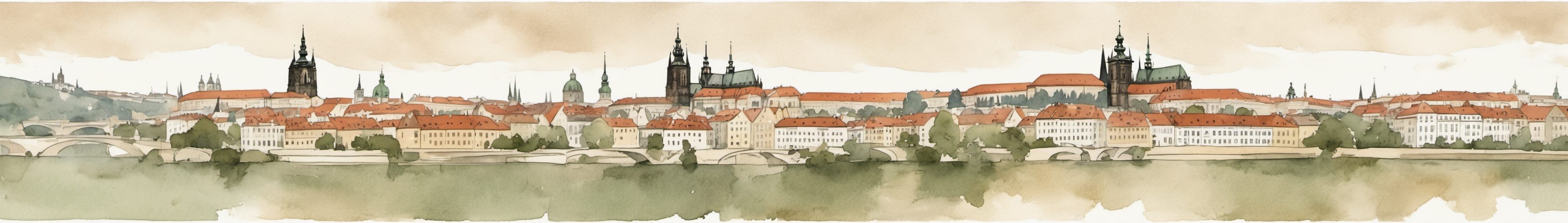Watercolour illustration of Prague
